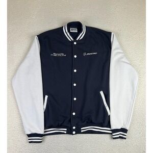 Vantage Boeing Jacket Mens XL Blue White Varsity Fleece Lined Snap Front
